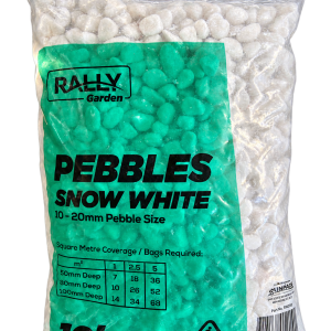 Snow White Pebbles – 10–20 mm, 10 kg bag