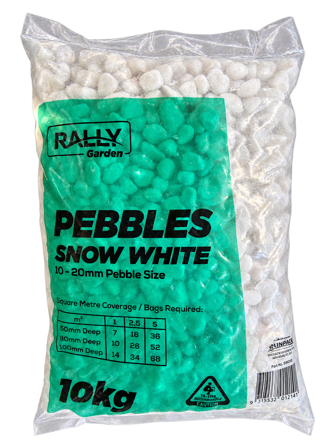 snow white pebbles 10 20mm 10kg transparent Snow White Pebbles – 10–20 mm, 10 kg bag