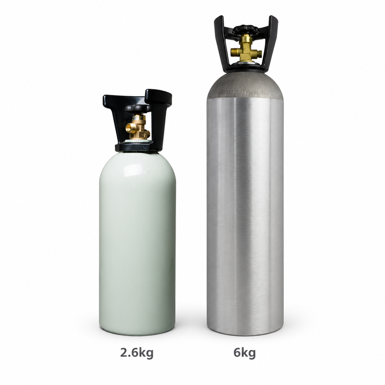 Food-grade CO2 swap cylinders in 2.6kg and 6kg sizes Food-grade CO2 swap cylinders in 2.6kg and 6kg sizes