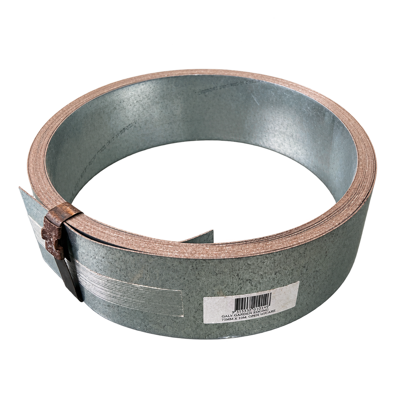 Rally Galvanised Garden Edging — 75mm × 10m 75mm high galvanised garden edging, 10m roll