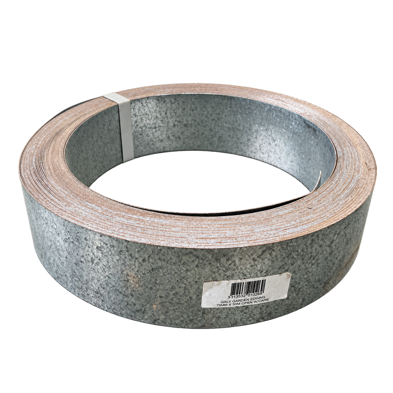 Rally Galvanised Garden Edging — 75mm × 30m 75mm high galvanised garden edging, 30m roll