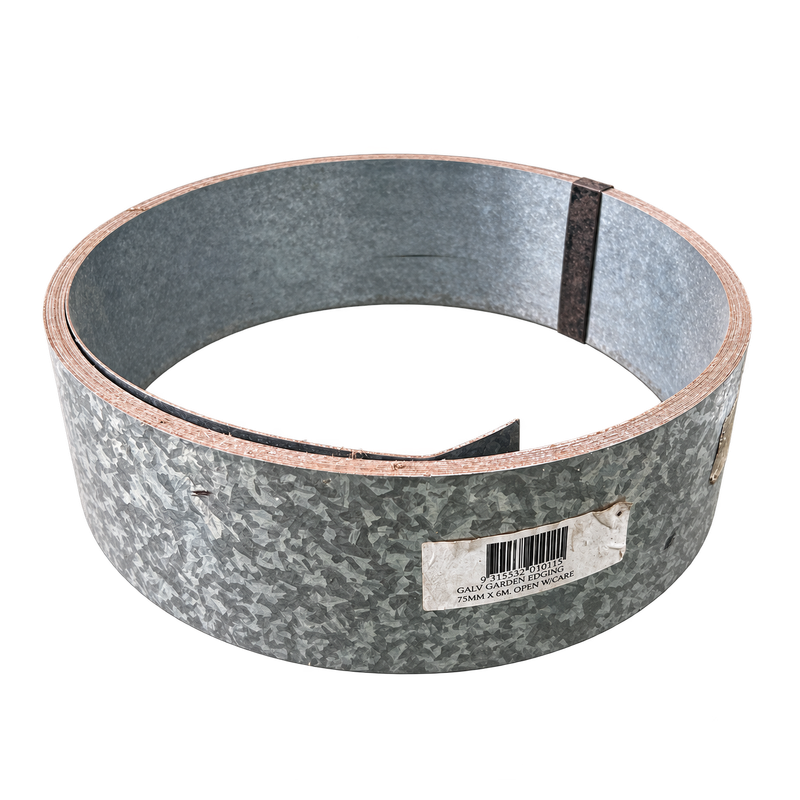 Rally Galvanised Garden Edging — 75mm × 6m 75mm high galvanised garden edging, 6m roll